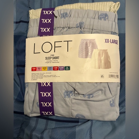 NWT LOFT Women's 2 Pack Pajama/sleep Shorts - Blue and Green Striped - Picture 9 of 11